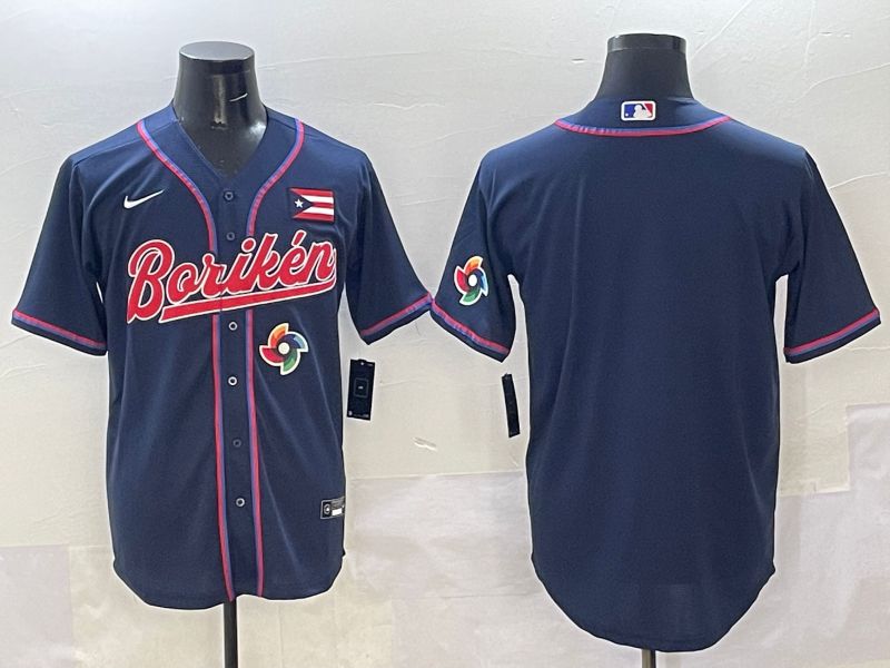 Men Puerto Rico Blank Blue Joint Name 2025 Nike MLB Jersey style 6->more jerseys->MLB Jersey